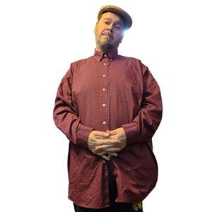 Roundtree & Yorke - Easy Care Red and Blue Men's 4XT Tartan Button Down Shirt